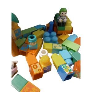42 Mega Bloks Car Wheels Base Big Builder Blocks 2 sided person cat dog letters